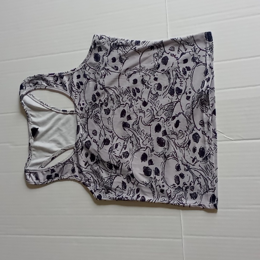 Romwe Cropped Tank Top With Skulls Woman M